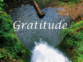 waterfall from above with test gratitude